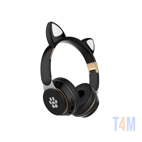 CAT EAR BLUETOOTH HEADPHONE WIRELESS T22 BLACK